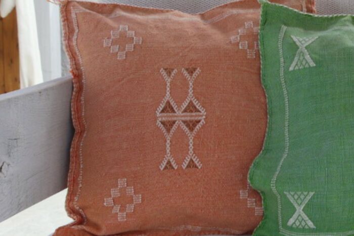 Funda cojín Naranja de seda de cactus