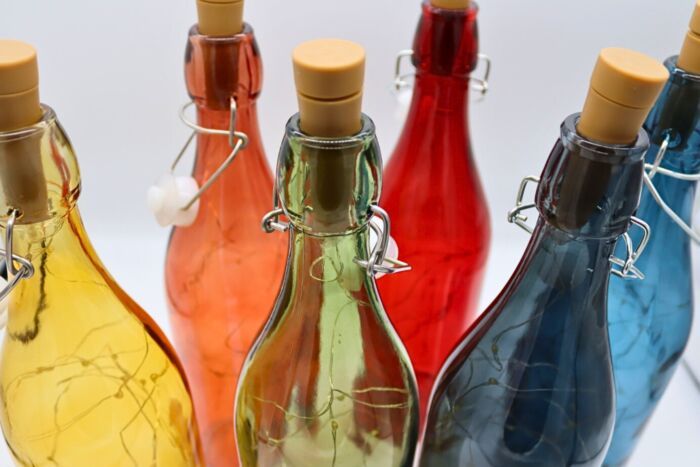 Botella cristal amarilla con luz - Imagen 5