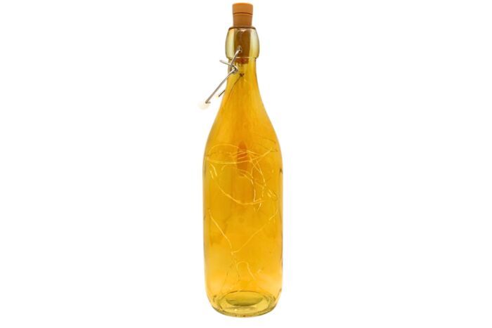 Botella cristal amarilla con luz