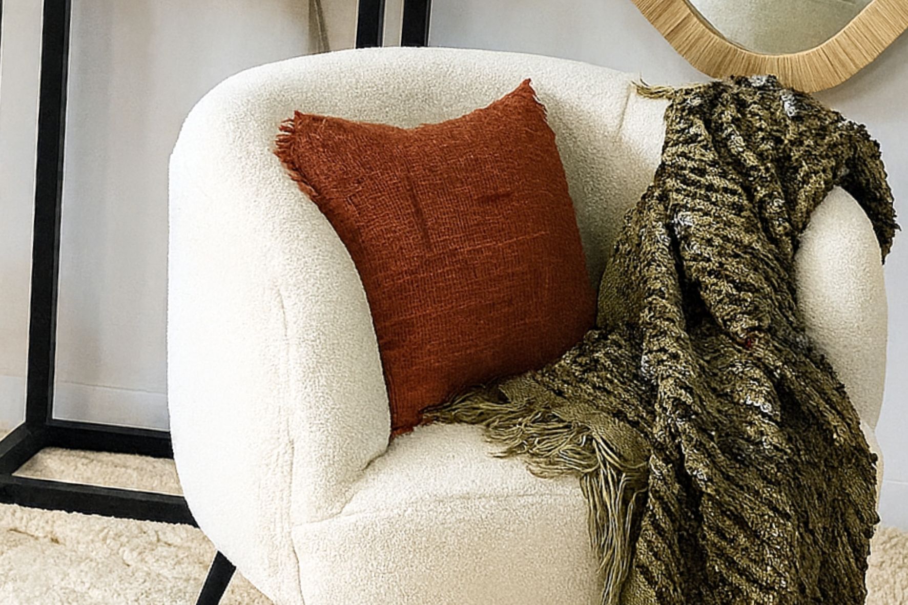 funda de cojin boho terracota